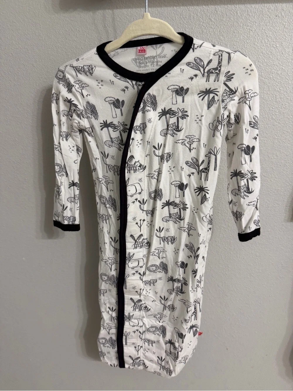 Magnetic Me Black & White Safari Jungle Gown sleep sack